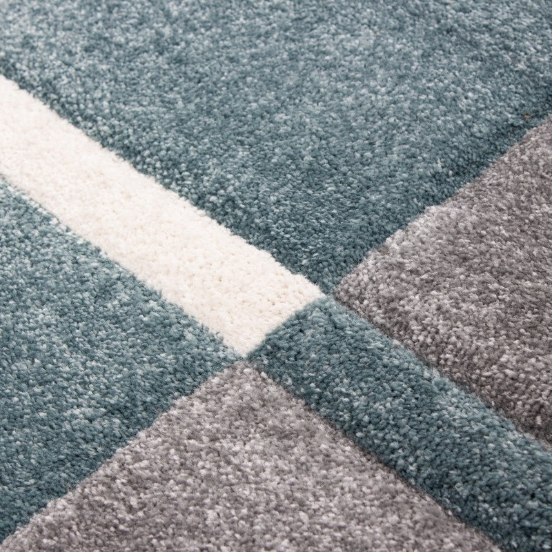Modern Floor Rug - Tetris Blue 1310