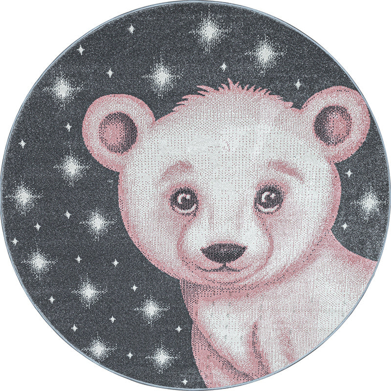 Round children's floor rug - Bambi Bear Pink
