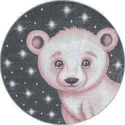 Round children's floor rug - Bambi Bear Pink