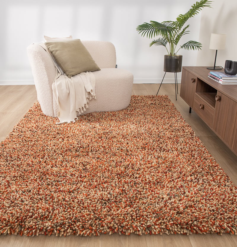 High Pile Wool Rug - Elin Red/Terra