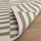 Striped Modern Rug - Dazzle Blocks Green/White