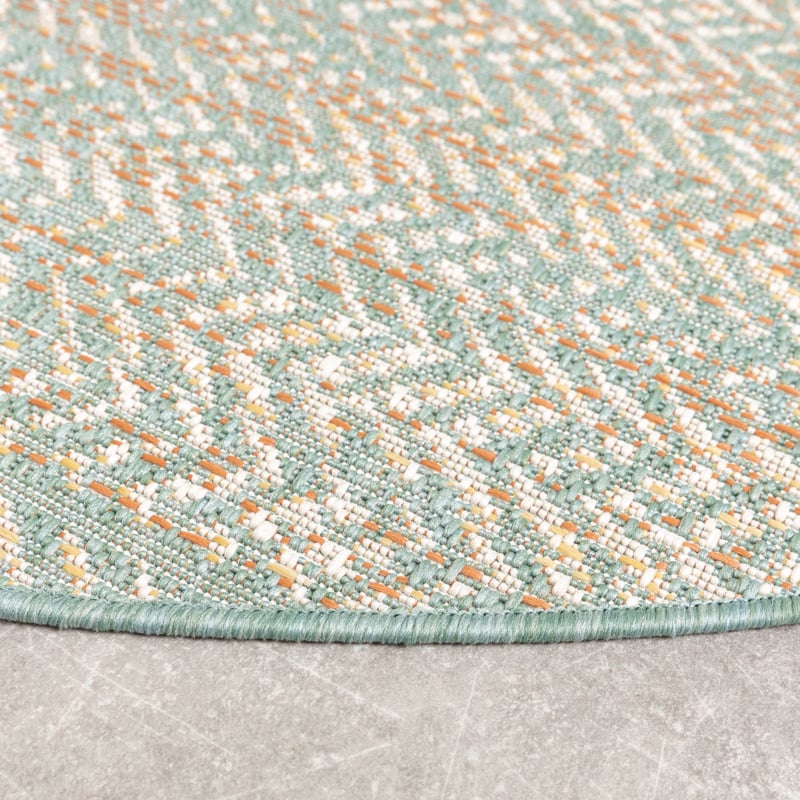 Round Modern Outdoor Rug - Playa Aztec Green