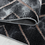 Modern floor rug - Marble Square Anthracite/Brown