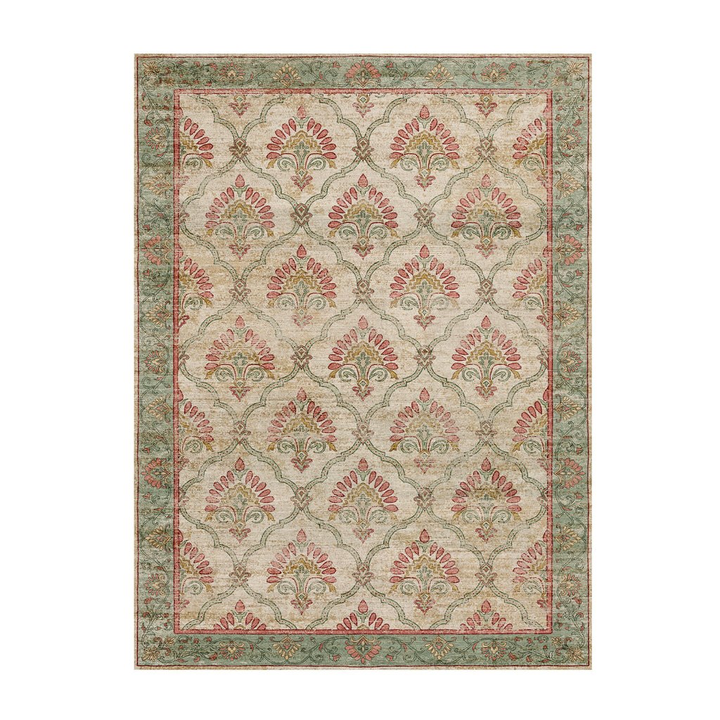 Vintage rug - Sage Grid Green
