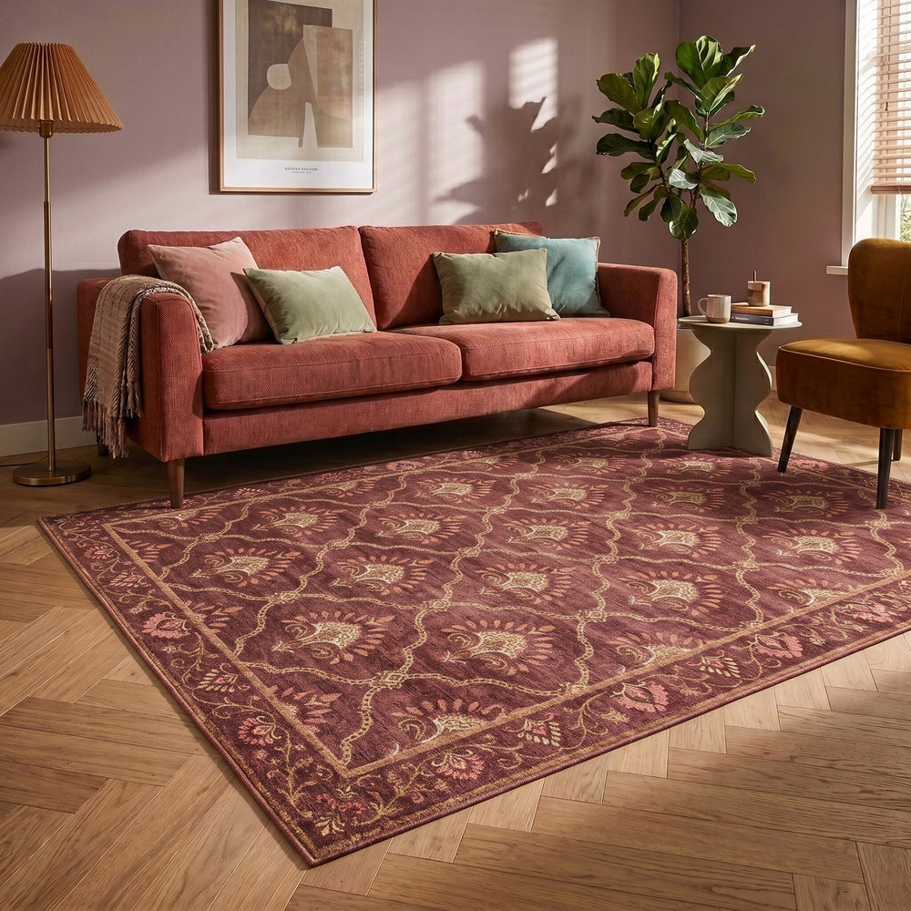 Vintage rug - Sage Grid Red