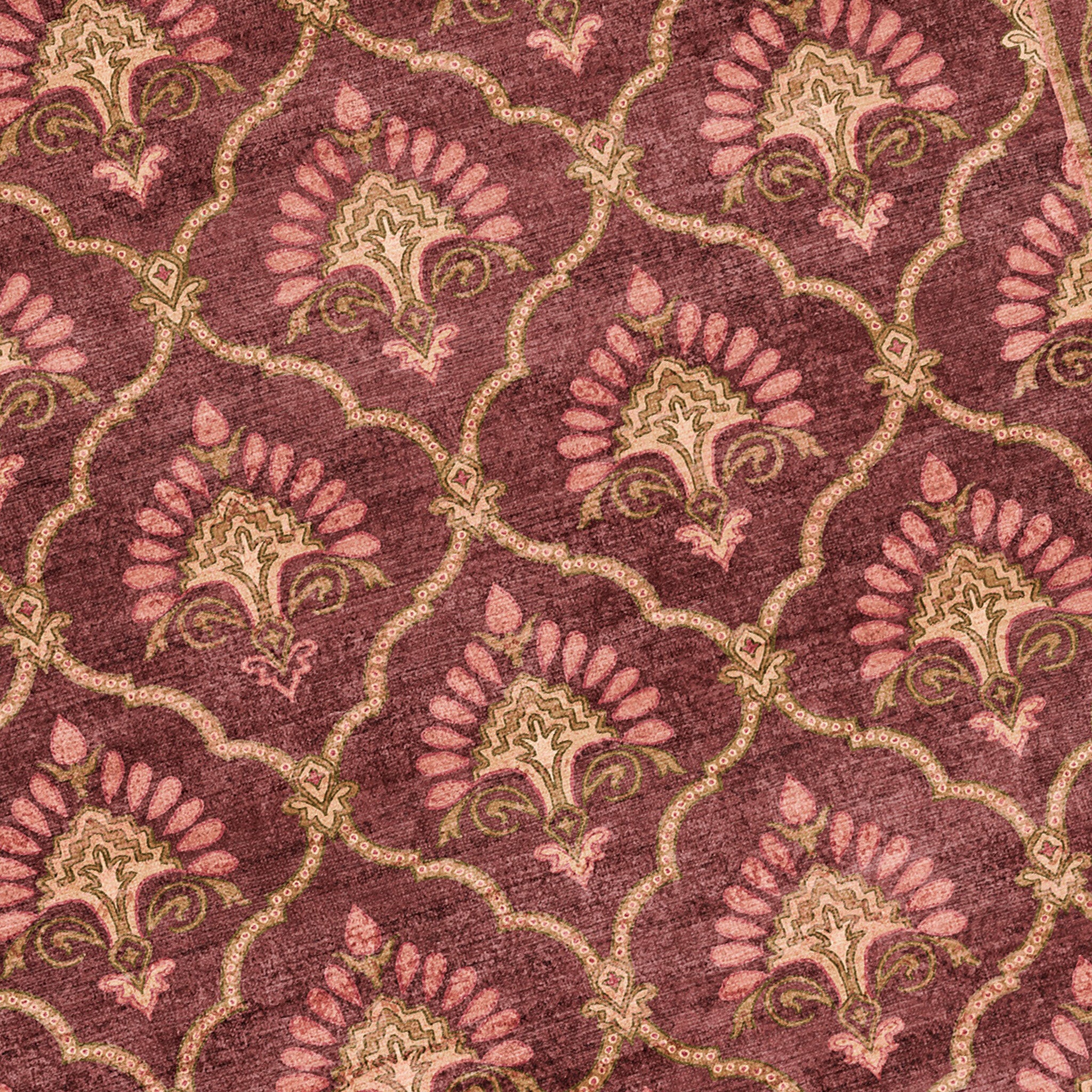 Vintage rug - Sage Grid Red