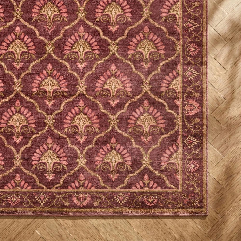 Vintage rug - Sage Grid Red