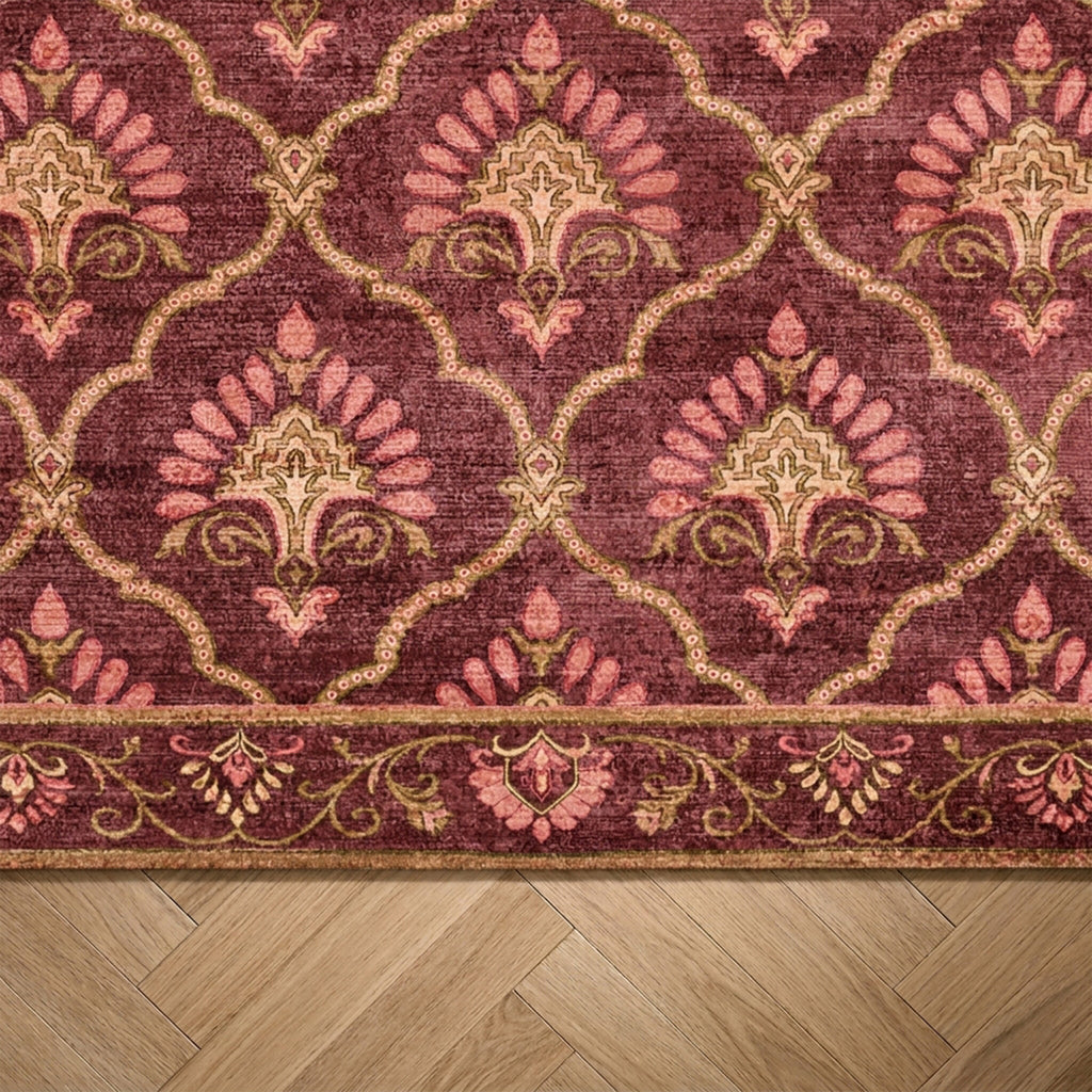 Vintage rug - Sage Grid Red