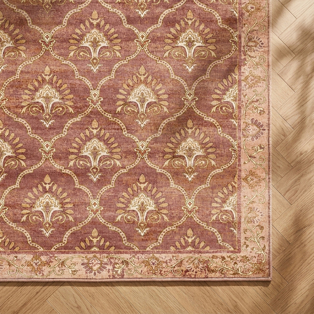 Vintage rug - Sage Grid Terracotta