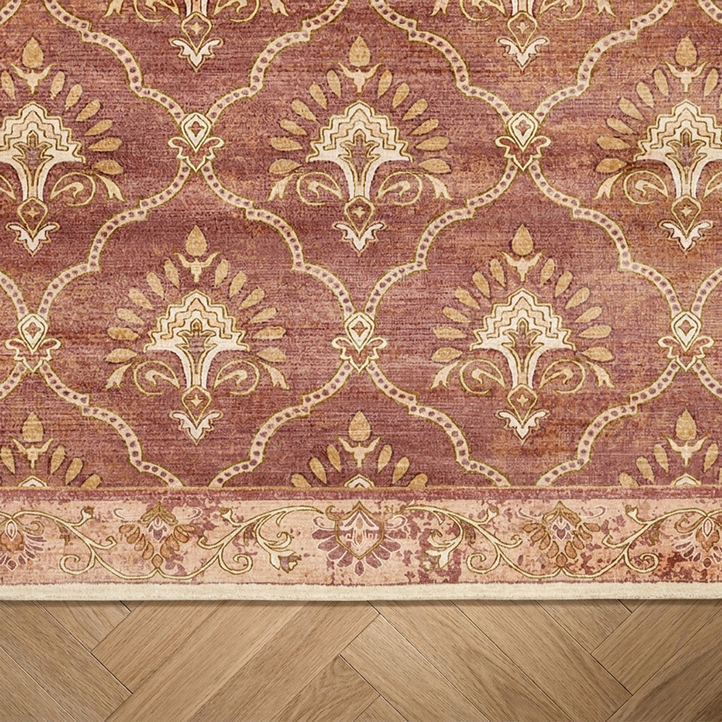 Vintage rug - Sage Grid Terracotta