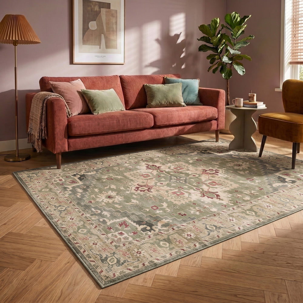 Vintage rug - Sage Medallion Green