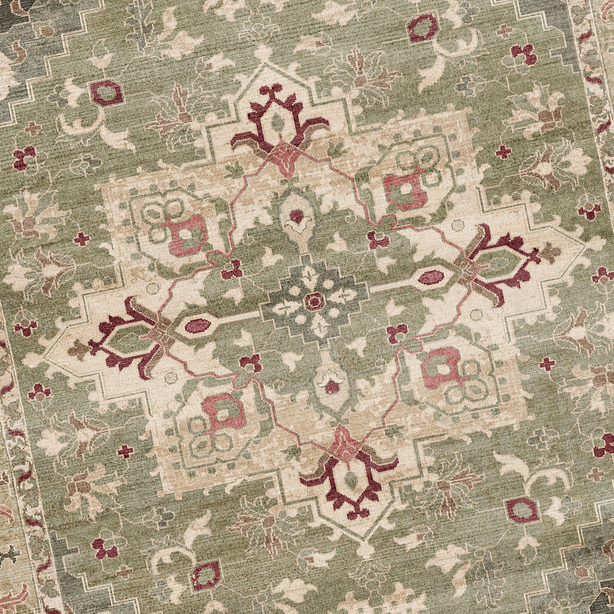 Vintage rug - Sage Medallion Green