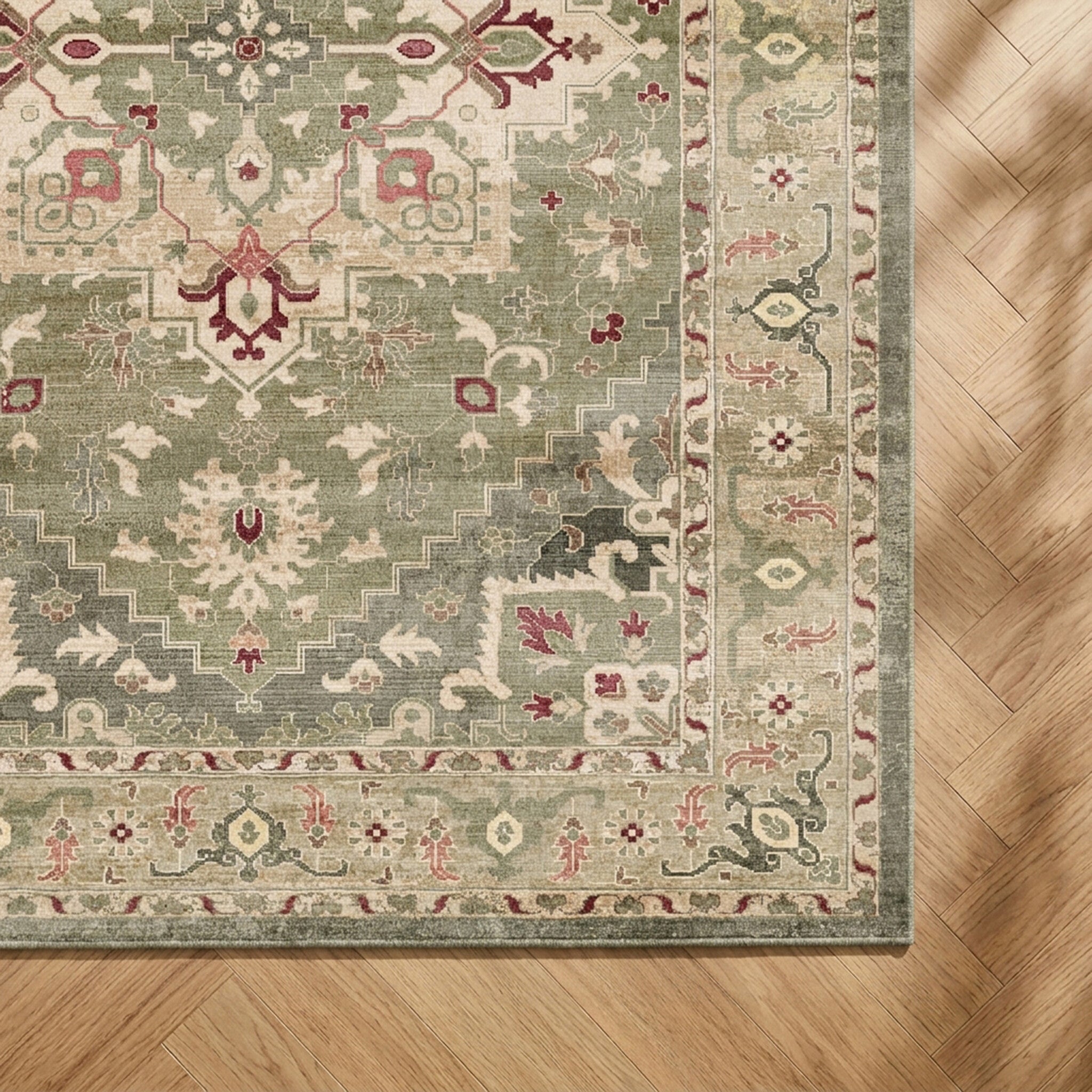 Vintage rug - Sage Medallion Green
