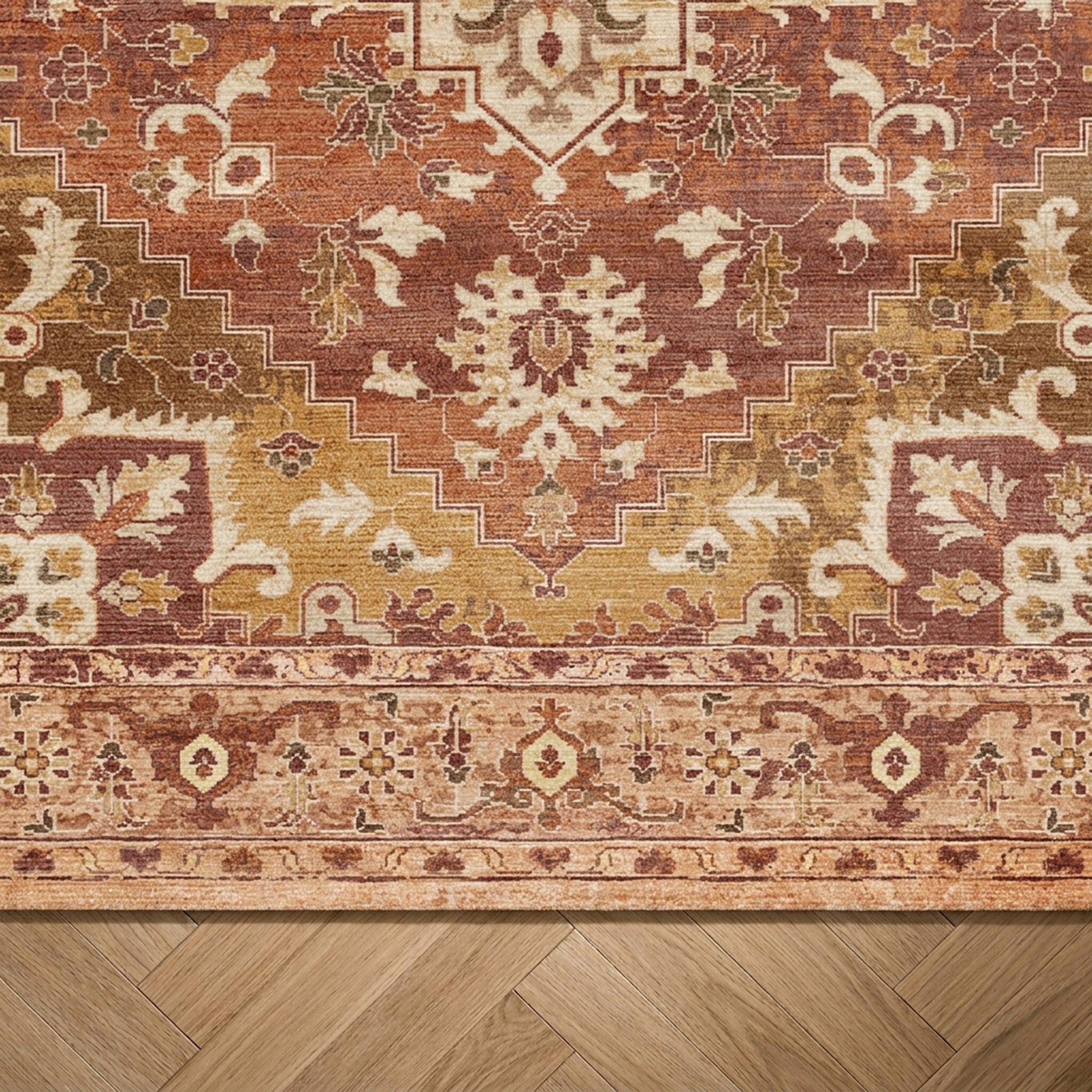 Vintage rug - Sage Medallion Terracotta
